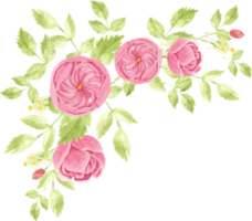 watercolor pink rose bouquet wreath frame for banner or logo png