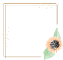 minimal watercolor yellow sunflower wreath frame png