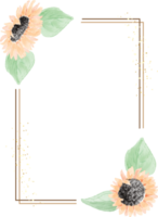 minimaler aquarellgelber sonnenblumenkranzrahmen png