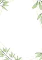 hojas de dibujo a mano botánica acuarela con marco dorado de lujo png