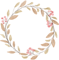 cadre de couronne de feuilles de fleurs d'automne aquarelle png