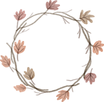 cadre de couronne de feuilles de fleurs d'automne aquarelle png