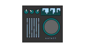 Old retro vintage music cassette tape recorder with magnetic tape on reels and speakers from the 70s, 80s, 90s. Beautiful icon. Vector illustration