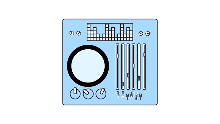 Old retro vintage music cassette tape recorder with magnetic tape on reels and speakers from the 70s, 80s, 90s. Beautiful icon. Vector illustration