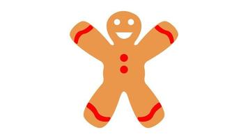 Gingerbread man holiday biscuit or cookie flat color vector icon for food apps and websites