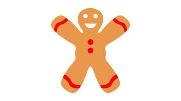 Gingerbread man holiday biscuit or cookie flat color vector icon for food apps and websites