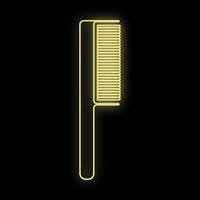 comb yellow neon on a black background. hairdresser's tool for creating hairstyles, styling, braiding. hair care to keep it clean, healthy and beautiful. vector illustration