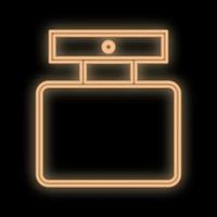 bright, orange, neon perfume bottle on a black background. perfume with a dispenser for spraying on the body of square and rectangular shapes. a masculine scent created by a perfumer vector