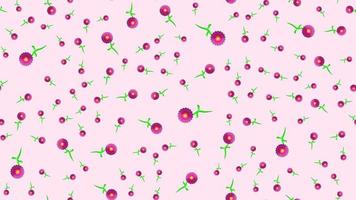 Endless seamless pattern of purple beautiful wildflowers with petals on a pink background. Vector illustration