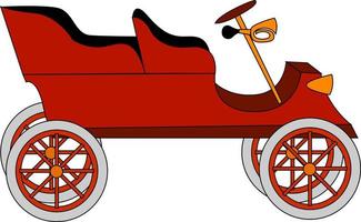 Old red car, illustration, vector on white background.