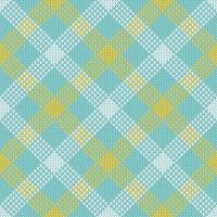 Pastel blue and yellow plaid Christmas sweater pattern. vector