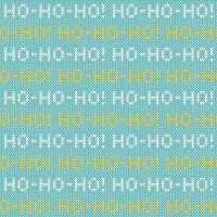 White, yellow and blue Christmas sweater ho-ho-ho lettering seamless pattern vector