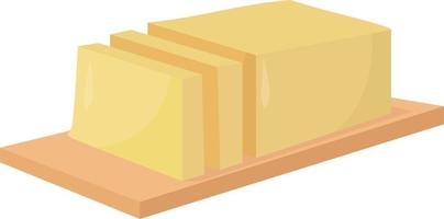 Block of butter, illustration, vector on a white background.