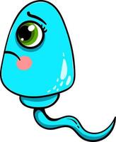 Sad sperm, illustration, vector on white background