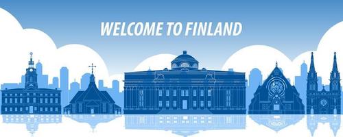 Finland famous landmarks by silhouette style vector