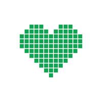 eps10 green vector pixel art heart abstract solid icon isolated on white background. love symbol in a simple flat trendy modern style for your website design, logo, and mobile application