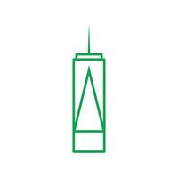eps10 vector verde un icono del centro de comercio mundial aislado sobre fondo blanco. torre de la libertad en el símbolo de la ciudad de nueva york en un estilo moderno y plano simple para el diseño de su sitio web, logotipo y aplicación móvil