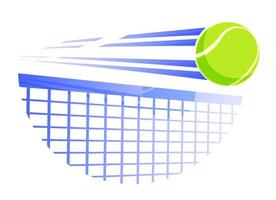 fast tennis ball flies with great speed on tennis net. Sport equipment. Symbol for mobile application or web. Vector