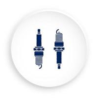 automotive spark plug in neomorphism style on white background. Replacement of car parts in service center. Vector icon