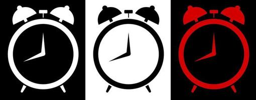 iconos de despertador aislados sobre fondo blanco. Reloj mecánico para medir el tiempo. vector