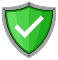 Check mark shield icon flat design png