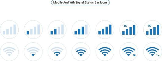 conjunto de iconos de señal de internet de smartphone, icono de señal wifi vector