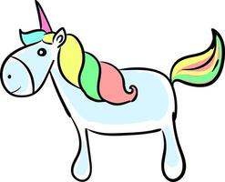 Happy unicorn, illustration, vector on white background.