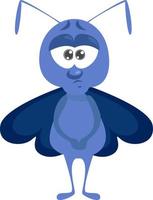 Sad blue butterfly , illustration, vector on white background