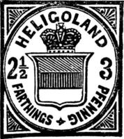 heligoland 2 y medio farthings 3 pfennig sello, 1876, ilustración vintage vector