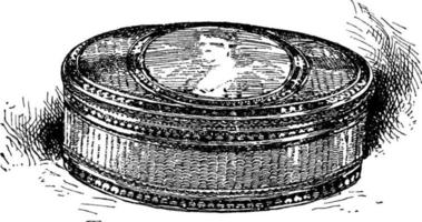 Golden Snuff Box from the 18th Century, vintage illustration vector