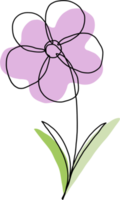 desenho de linha contínua à mão livre de flor de simplicidade png