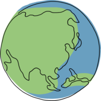 earth doodle continuous line freehand drawing. png