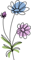 eenvoud bloem uit de vrije hand doorlopend lijn tekening png