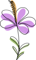 enkelhet blomma freehand kontinuerlig linje teckning png