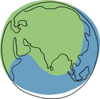 earth doodle continuous line freehand drawing. png