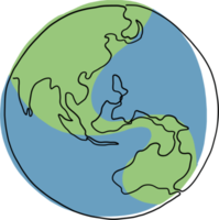 Earth Doodle fortlaufende Freihandzeichnung. png