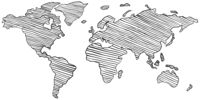 scarabocchio schizzo della mappa del mondo png