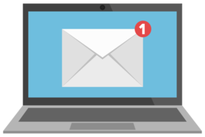 Email notification icon on laptop screen png