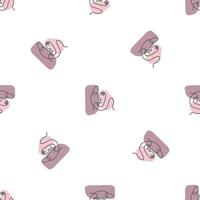 Surreal Faces One Line Seamless Pattern . Abstract Minimalistic Art design for print, cover, wallpaper, Minimal and natural wall art. Vector illustration on white background.