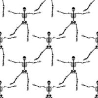 Black skeletons in various poses pattern. Halloween design. Perfect for fall, holidays, fabric, textile. Seamless repeat swatch. vector