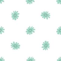 Floral seamless vector pattern with flowers. Spring flora. Simple hand-drawn kids style. Pretty ditsy for fabric, textile, wallpaper. Digital paper in white background
