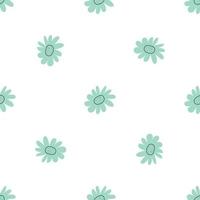 Floral seamless vector pattern with flowers. Spring flora. Simple hand-drawn kids style. Pretty ditsy for fabric, textile, wallpaper. Digital paper in white background