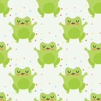 Cute cartoon frogs with confetti. Enamored green toads. Vector animal characters seamless pattern of amphibian toad drawing.Childish design for baby clothes, bedding, textiles, print, wallpaper.