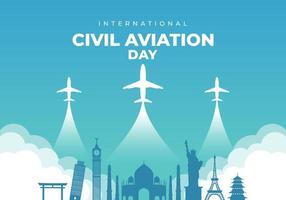 International civil aviation day background celebrated on vector