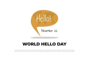 World hello day background with big note isolated on white background. vector