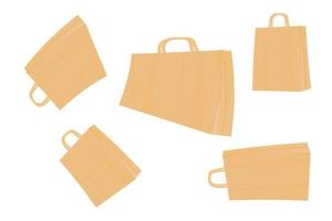 Pattern of paper bags on a white background. The concept of ecology, environmental protection, waste recycling. Vector image.