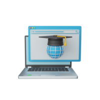 3d rendering online learning isolated useful for education, technology, knowledge, school and class png