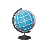 Globe de table de rendu 3d isolé utile pour l'éducation, l'apprentissage, la connaissance, la conception d'école et de classe png