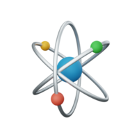 3D-Rendering-Atom isoliert nützlich für Bildung, Lernen, Wissen, Schul- und Klassendesign png