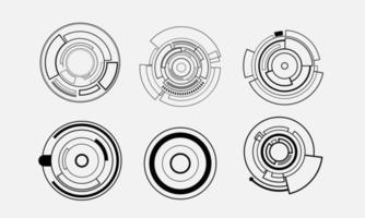 Set of Sci Fi Modern User Interface Elements. Futuristic Abstract HUD. Good for game UI. Circle elements for data infographics. Vector Illustration